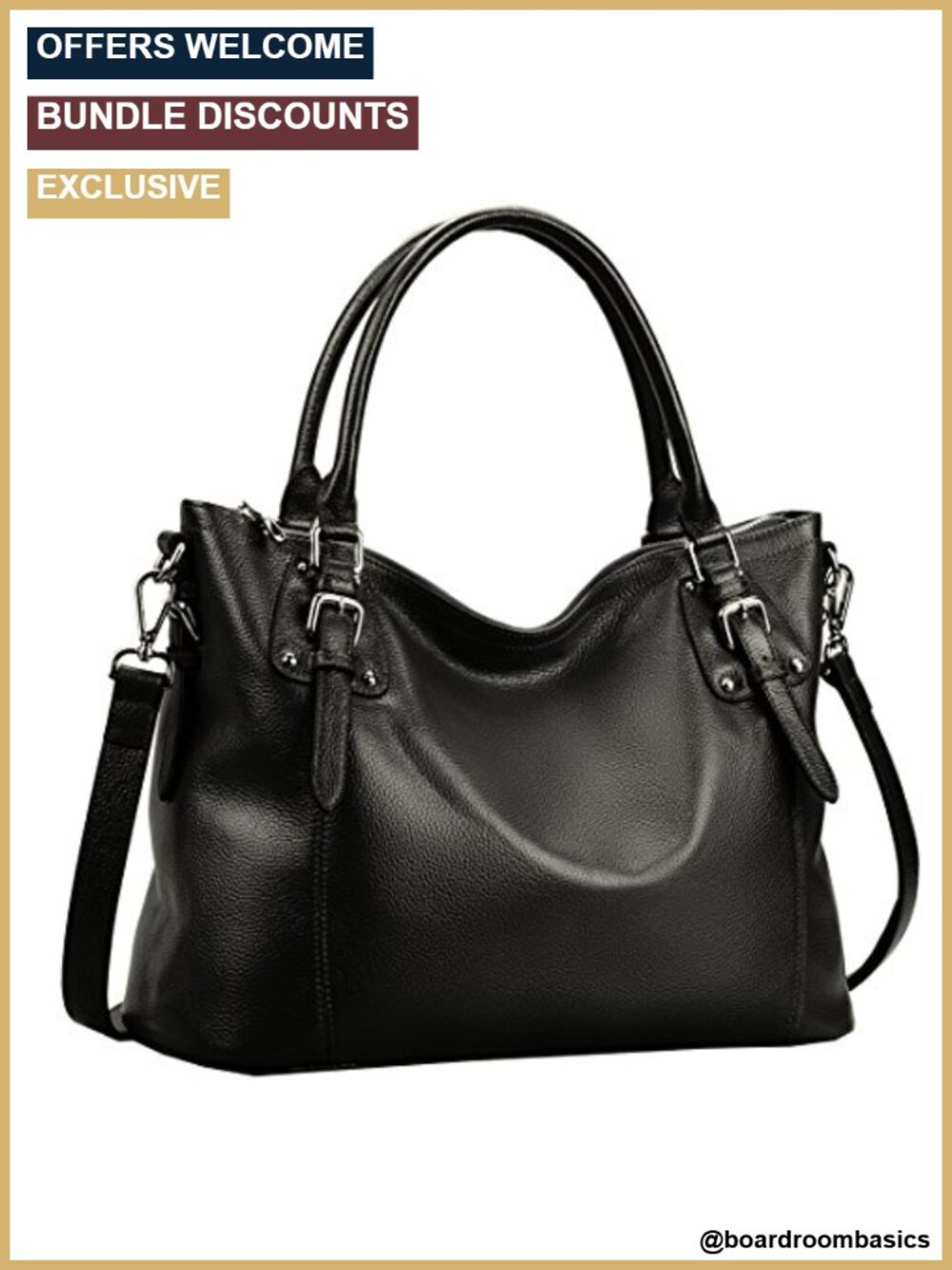 HESHE Cowhide Leather Tote Satchel Shoulder Bag Top Handle Women